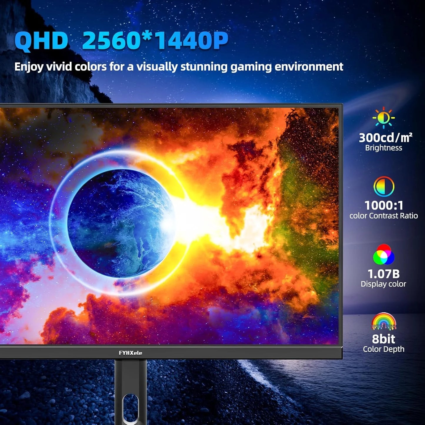 27 Inch Gaming Monitor - 2K 1440P IPS, 300Hz Refresh Rate, 0.8ms Response Time