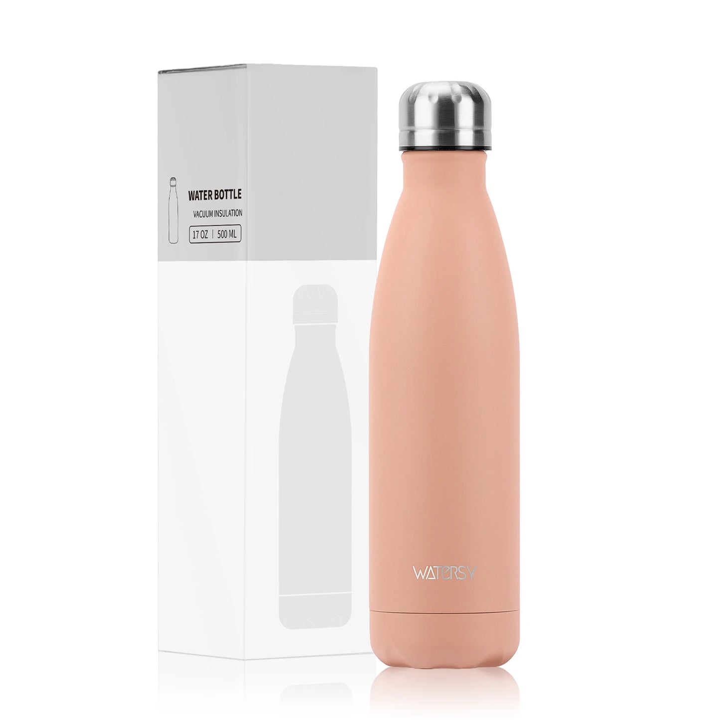 WATERSY 500ml Insulated Water Bottle, Stainless Steel Thermal Leakproof Flask, BPA-Free Double Walled Vacuum Bottle for Sports