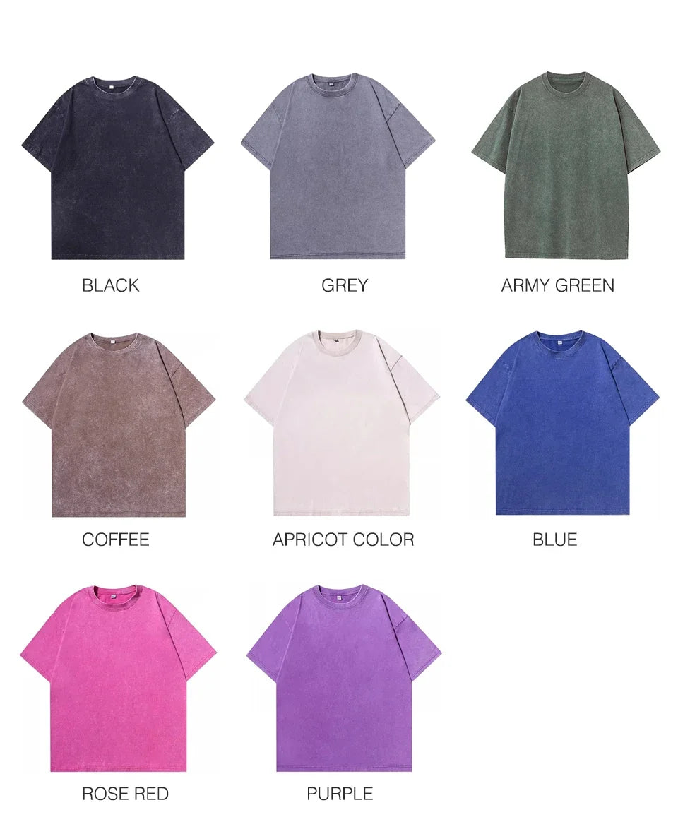 Retro Heavyweight T-Shirt - Solid Color Tee | Breathable Cotton Shirt, Short Sleeve Casual Top