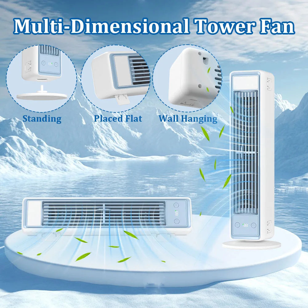 Portable Air Conditioner Fan 3600mAh Quiet Desktop Tower Fan Wall Circulating Fan 0-100 Speeds Adjustable Cooling Fan for Home