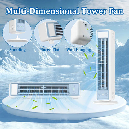 Portable Air Conditioner Fan 3600mAh Quiet Desktop Tower Fan Wall Circulating Fan 0-100 Speeds Adjustable Cooling Fan for Home