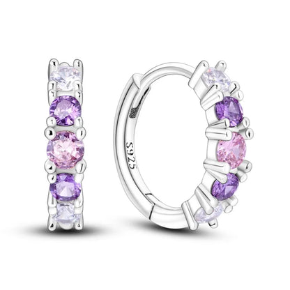 MISEFF Real 925 Sterling Silver Earring Gradual Change Green Blue Colored Zircon Hoop Earrings Engagement Wedding Jewelry Gifts