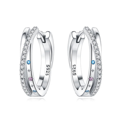 Orstarry S925 Sterling Silver Square Chain With Stone Inlaid Earrings Hoop Earrings For Women Jewelry Original Party Trendy Gift