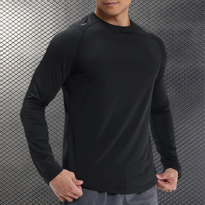 Men Compression Shirt - Long Sleeve Running Gym Top With Moisture Wicking Fabric
