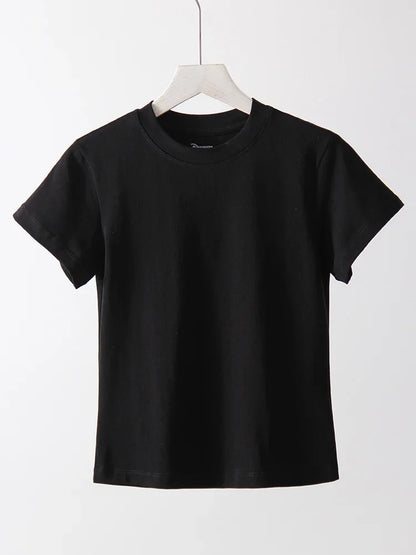 Basic T Shirts Women Cotton Slim Fit White Tops Summer Black Tees Crew Neck 100% Cotton T Shirt For Women Plain T-shirts Soft