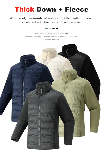 Duck Down Jacket - Warm Winter Fleece Windproof Outdoor Coat for Hiking