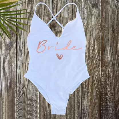 Sexy Padded One Piece Swimsuit Women Team Bride Swimwear Bikini Summer Bathing Suit Plus Size Beachwear Bachelorette Party Lady