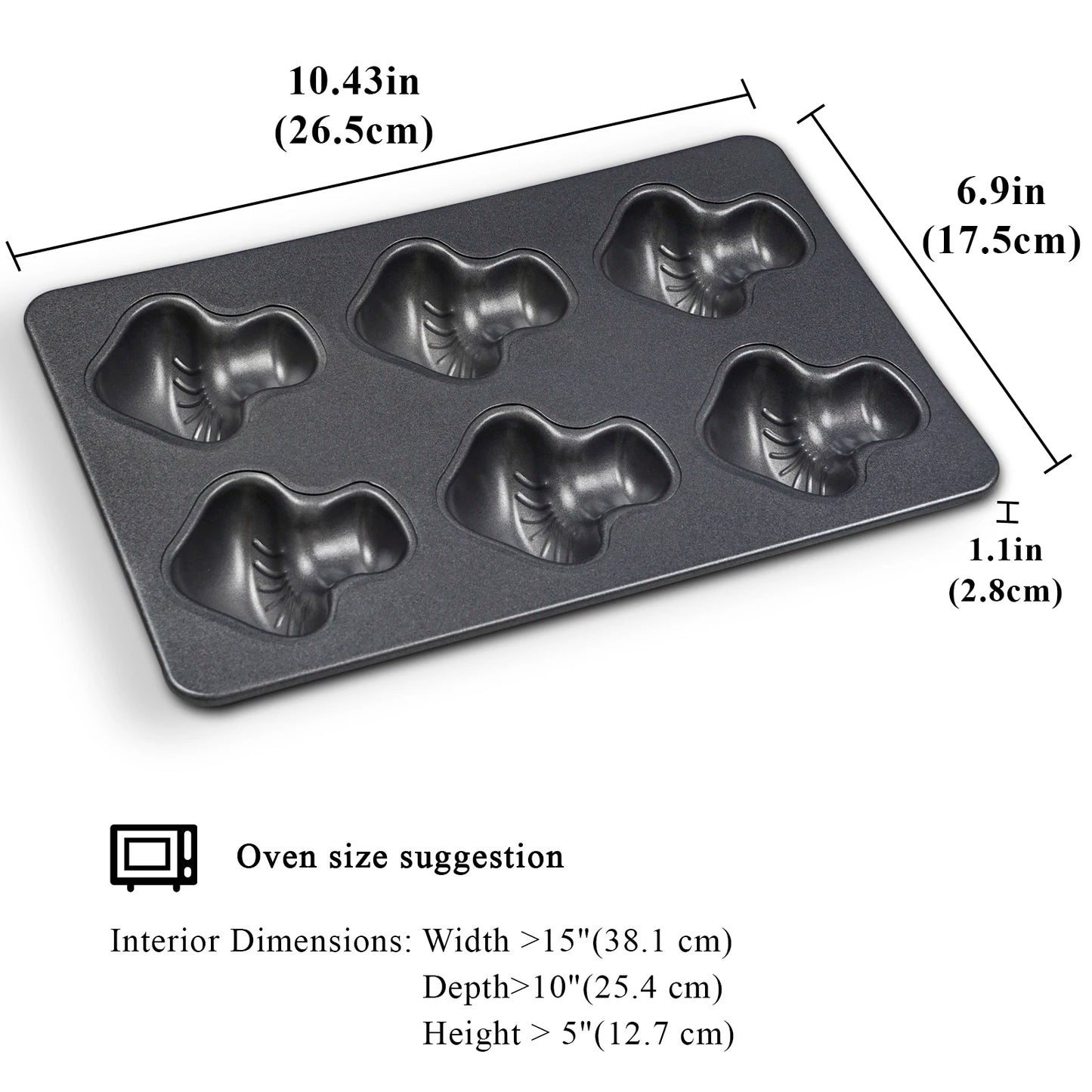 Carbon Steel Cake Pan | 8 Cavity Toast Bread Mold with Rolled Rim Edges & Eco Friendly Bakeware