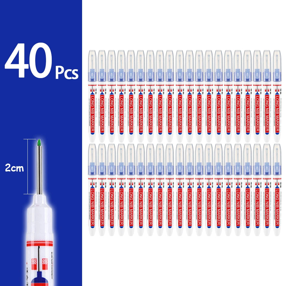 Waterproof Long Head Markers - Deep Hole Marker Pens for Woodworking RedBlackBlueGreen 4-80 Pcs
