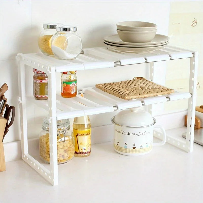 Expandable Stainless Steel Kitchen Sink Storage Rack - Multi-Layer Cabinet Organizer - ZOOMNSTORE