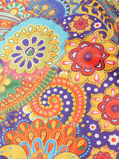Women's Printed A-Line Dress – Long-Sleeve V-Neck Ruffle Summer Dress