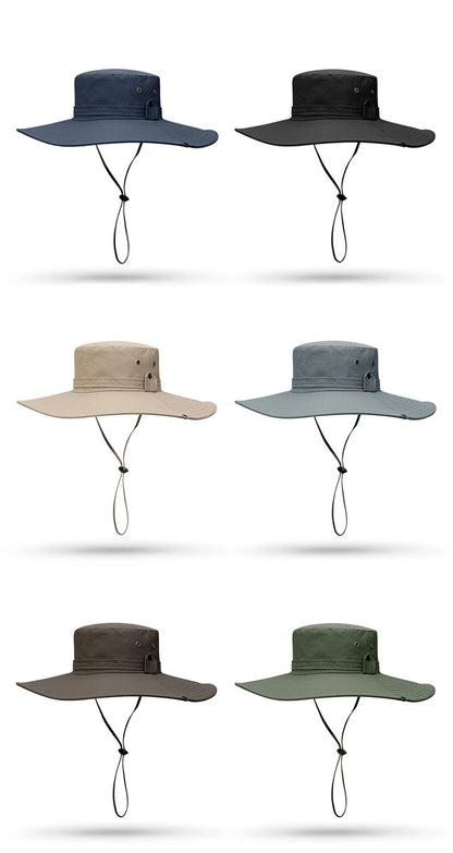 Wide Brim Sun Hat – Western Style Fishing & Hiking Hat with UV Protection