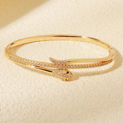 Europe and America Classic Snake Bracelet For Women Stainless Steel Zirconia Nail Bangle Trendy Jewelry Summer