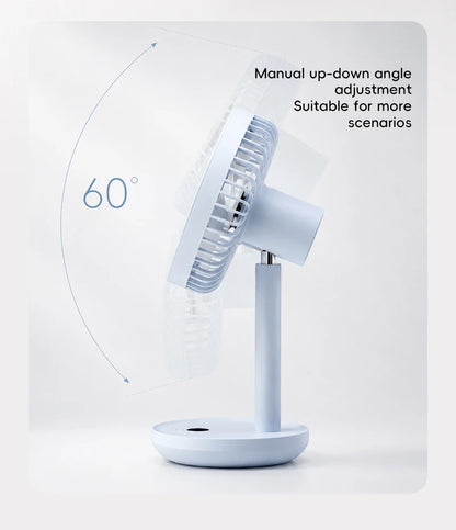 BLDC Oscillating Desktop Fan 4000mAh 5 Wind Speeds Silent Portable Rechargeable Fan with Timing Function for Home Room Gift