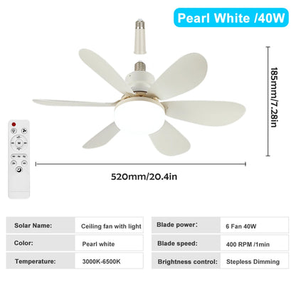 E27 Base 40W LED Ceiling Fan Light 3 Adjustable Lighting Modes Remote Control High Wind Power Electric Fan Light for Living Room