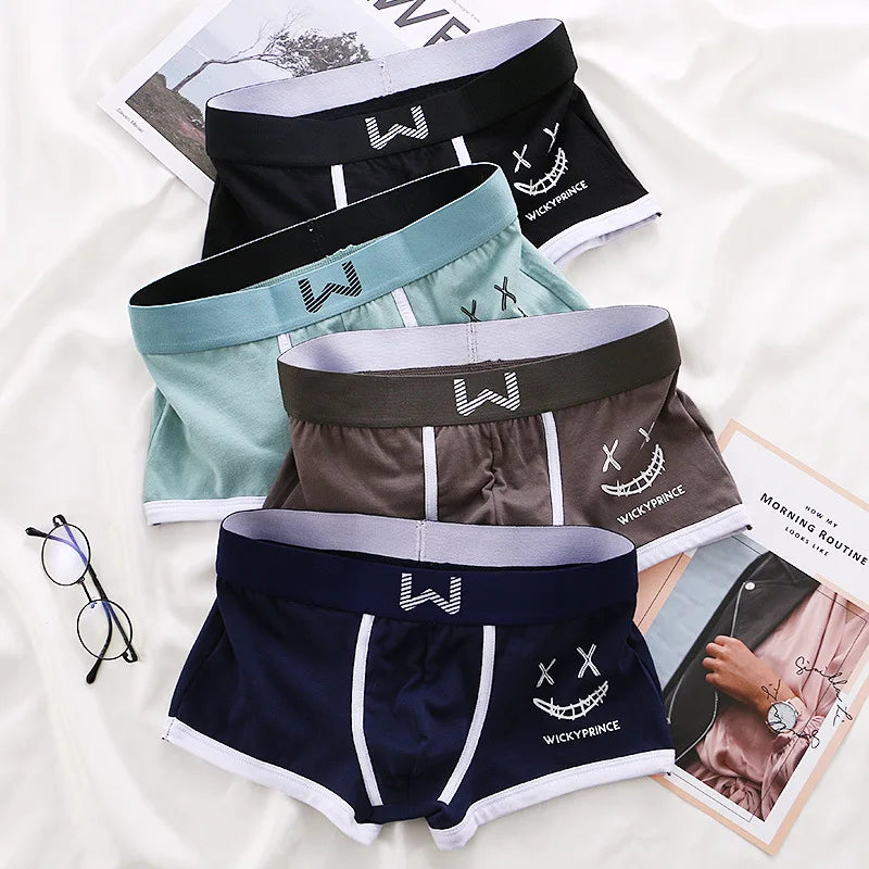 Men Cotton Boxers - Breathable U-Convex Boxer Design, Soft Knit Fabric Underwear Set