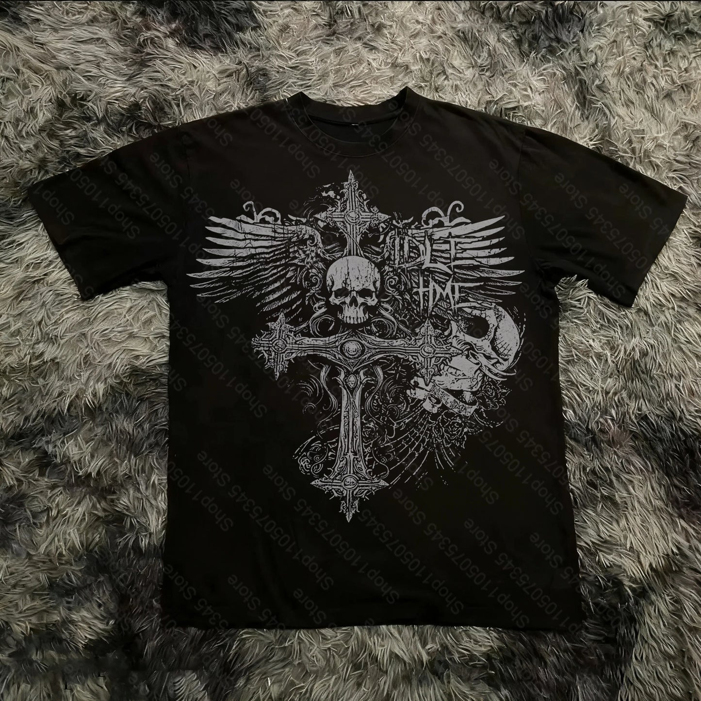 Summer Classic Y2K Gothic Style T-shirt Print Oversized T Shirt High Street Shirts Round Neck Cotton Tops Mens Women T Shirt Tee