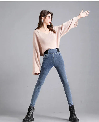 New Elastic Waist Skinny Jeans Women Spring Slim Stretch Denim Pants Vintage Pencil Vaqueros Mom Pantalones De Mujer PTKPCC