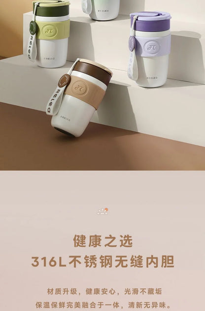 MIJIA Stainless Steel Coffee Cup 400ML Thermos Mug Leak-Proof Thermos Travel Thermal Vacuum Flask Insulated Cup Water Bottle