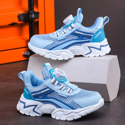 Children Sports Shoes - Boys Running Sneakers Black Mesh | Breathable Summer Casual
