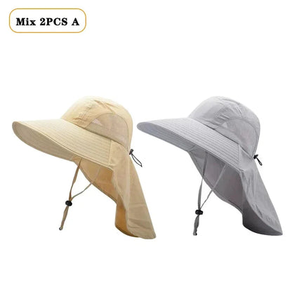 1/2/4PCS Sun Protection Bucket Hat for Men Wide Brim Fishing Cap with Neck Shade Face Flap Lightweight Summer Hiking Camping