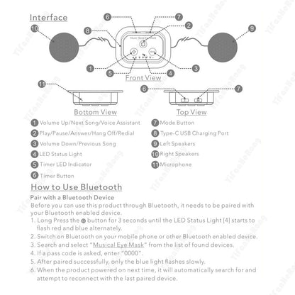 3D Bluetooth-compatible 5.2 Timed Sleep Eye Mask Earphones Headband Built-in White Noise Music With Mic Shading Sleep Headphones