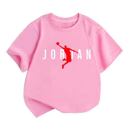 Summer Casual Kids T-shirt Breathable Cotton Jordan Print Short Sleeve Sport Tees Fashion Boy Girl Clothes