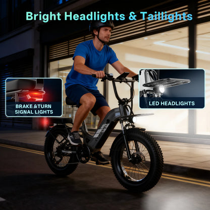 Cybervelo 20" Step-Thru Commuter, 1500W Peak 20ah Battery 80 Miles Long Range E-bike, 7-Speed Shift Adult Electric Bike EK12 EK8