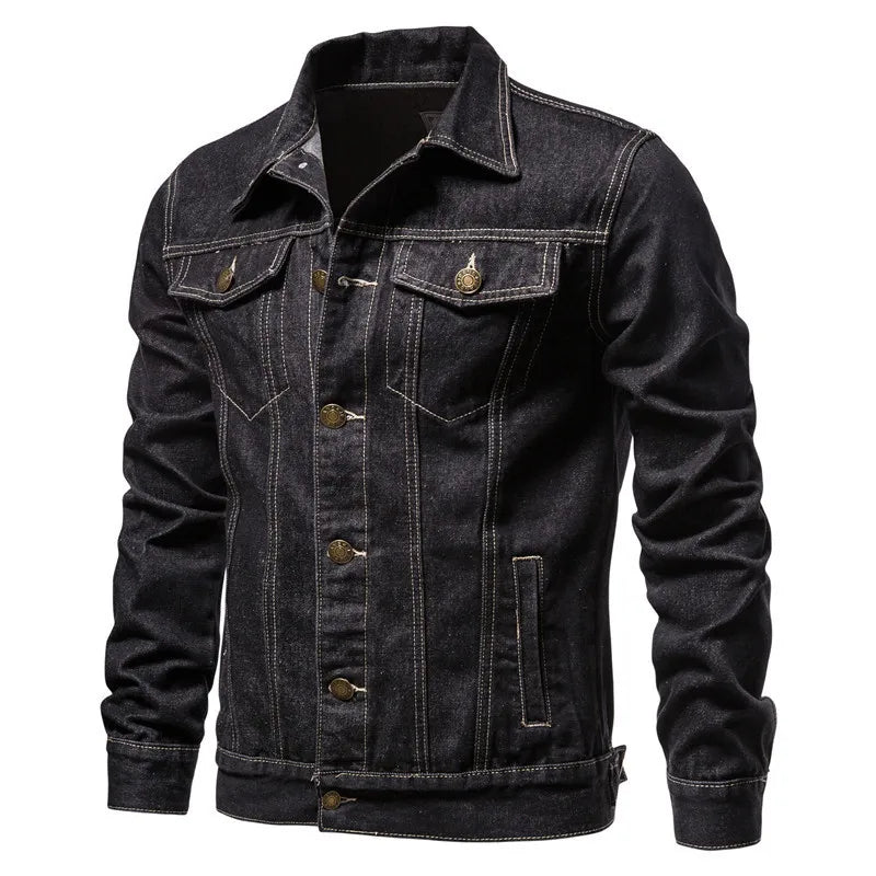 Men's Denim Jacket Trend Retro Fashion Casual Jacket Suitable Young Blue Black Youth Workwear Locomotive Spring Autumn Winter