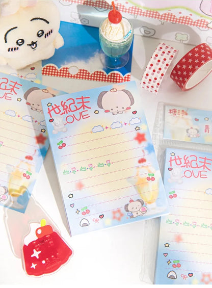Cute Japanese Memo Pads - 50 Sheets Old-Fashioned Message Paper for DIY Journals