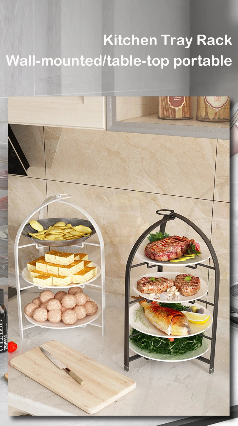 Kitchen Storage Rack | Wall Mounted Rust Proof Rack, Foldable Side Dish Organizer with Drawer