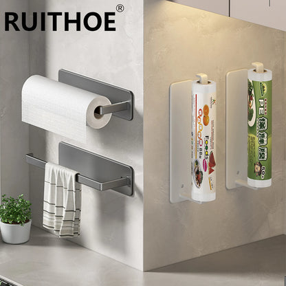 Paper Towel Holder - Adhesive Tissue Hanger & Toilet Paper Dispenser | Kitchen Towel Rack