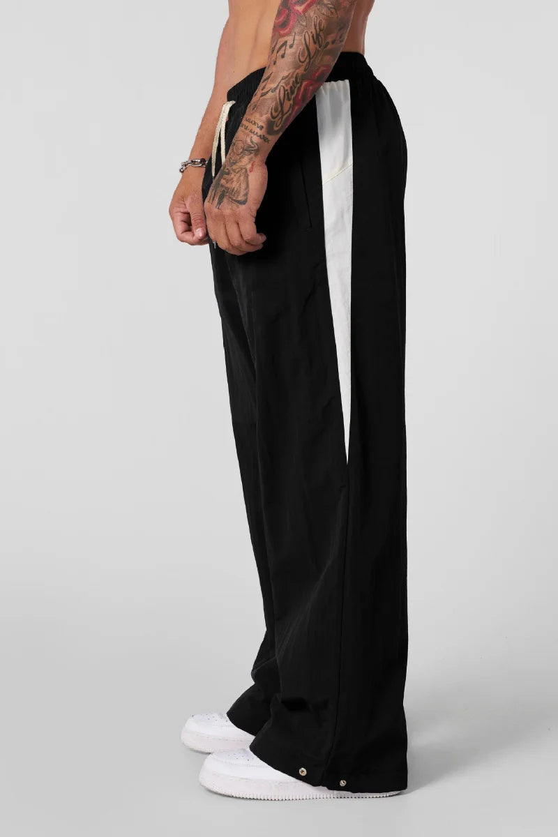 Autumn New Casual Pants Men’s Loose Cotton Casual Pants Wide-Leg Trendy Sports Patchwork Long Pants American-Style Sweatpants