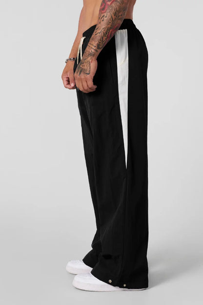 Autumn New Casual Pants Men’s Loose Cotton Casual Pants Wide-Leg Trendy Sports Patchwork Long Pants American-Style Sweatpants