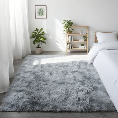 Shaggy Area Rug - Gray Long Pile Plush Carpet | Non Slip Bottom Floor Mat