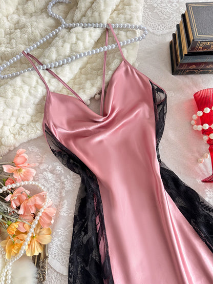 New Style Women's Lace Splicing Nightdress Sexy Fashion Pajamas Simple and Comfortable Suitable for Parties and Home