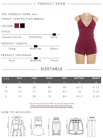 Kliou Ribbed Fashion 2 Piece Set Woman Low-Neck Backless Tank Tops+Skinny Mini Shorts Daily Home Casual Style Classic Outfits