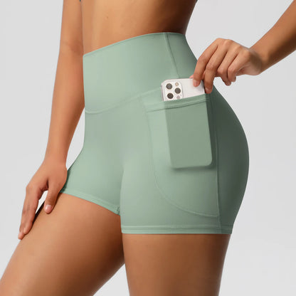 High Waist Workout Shorts – Women Gym Shorts with Pockets, Squat Proof & Quick Drying