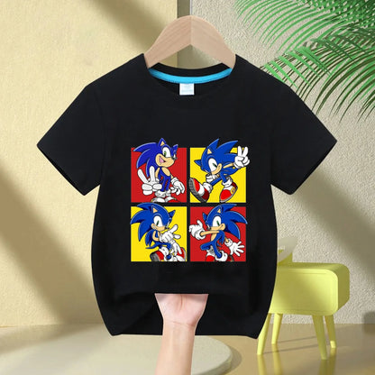 Sonic The Hedgehog Kids T-Shirt Anime Print Cotton Short Sleeve Boy Girl Summer Casual Top Gift
