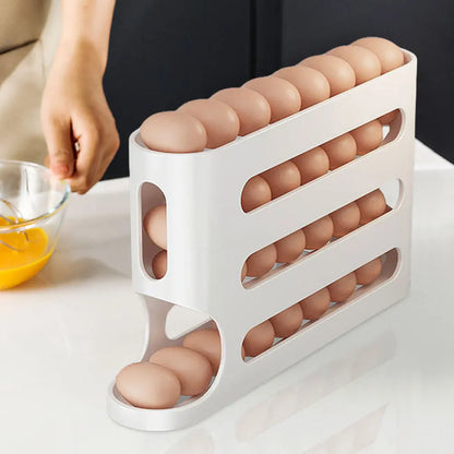 Automatic 4-Layer Egg Holder Rack - Fridge Egg Dispenser  Organizer