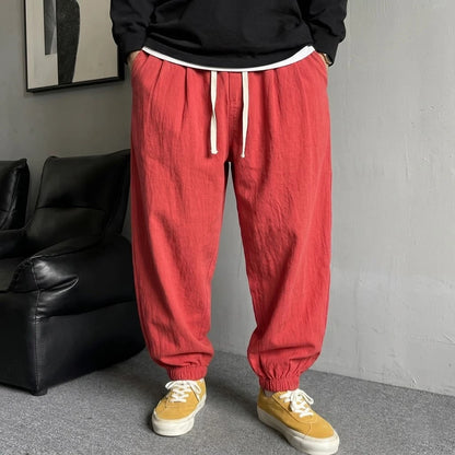 Men's Korean Streetwear Joggers Casual Harem Sport Pants Loose Fit Sweatpants Breathable Drawstring Hiking Trousers for Men