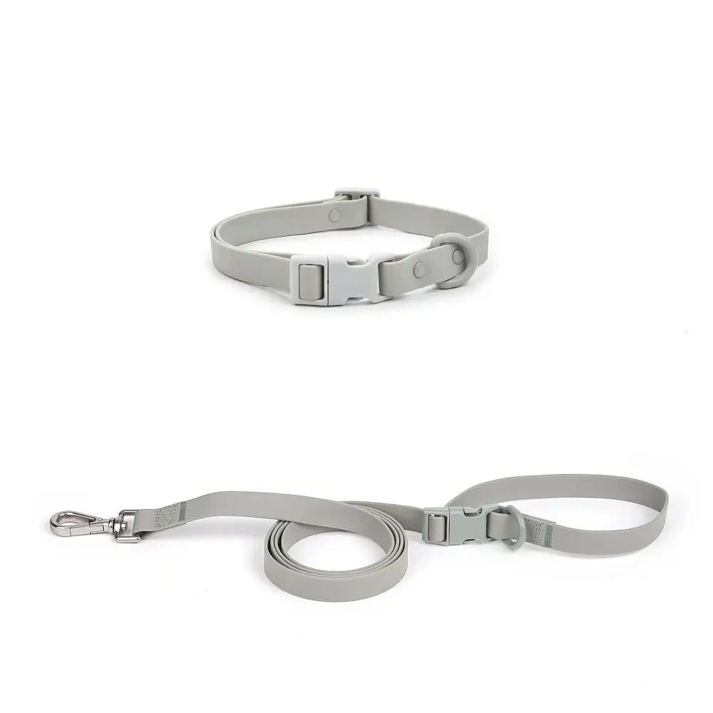 Adjustable Dog Collar Leash Set Waterproof Washable PVC Pet Collars Combo Dirt Resistant Quick Release Buckle Soft Dog Leashes