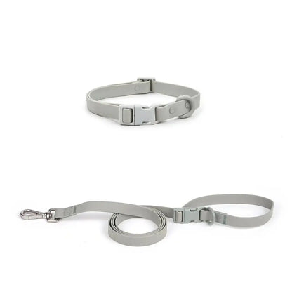 Adjustable Dog Collar Leash Set Waterproof Washable PVC Pet Collars Combo Dirt Resistant Quick Release Buckle Soft Dog Leashes