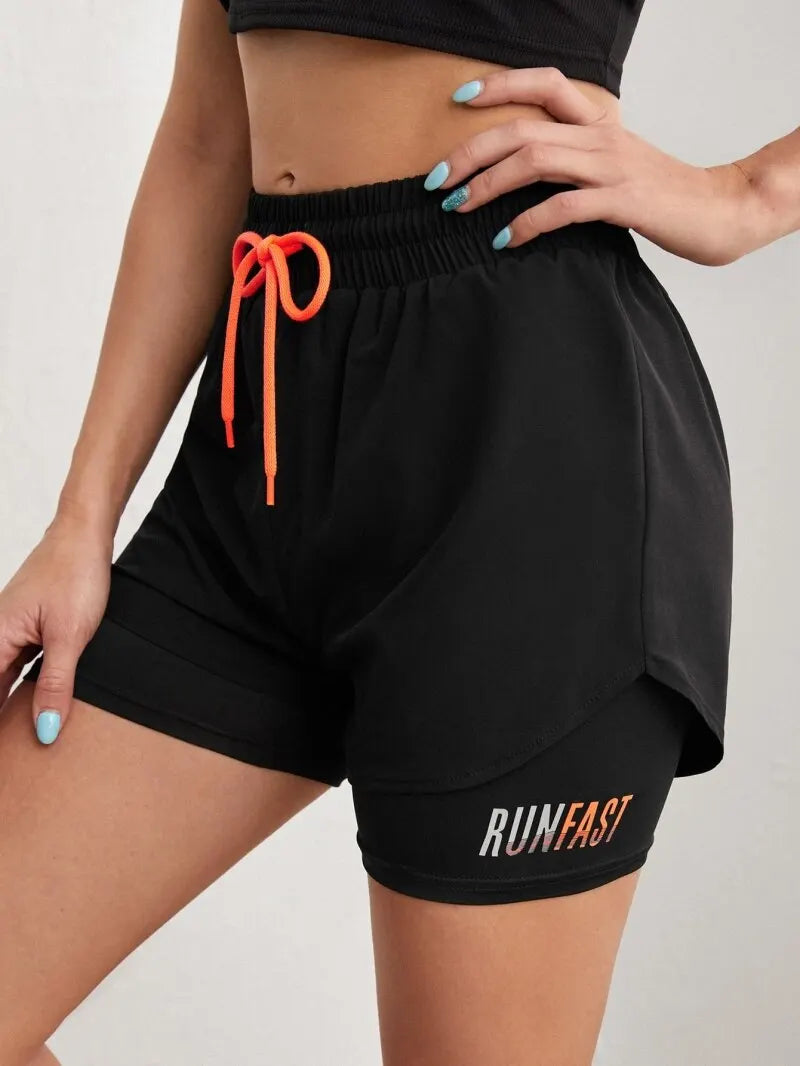 Women's High Rise Yoga Shorts - Elastic Waistband, Breathable Running Shorts