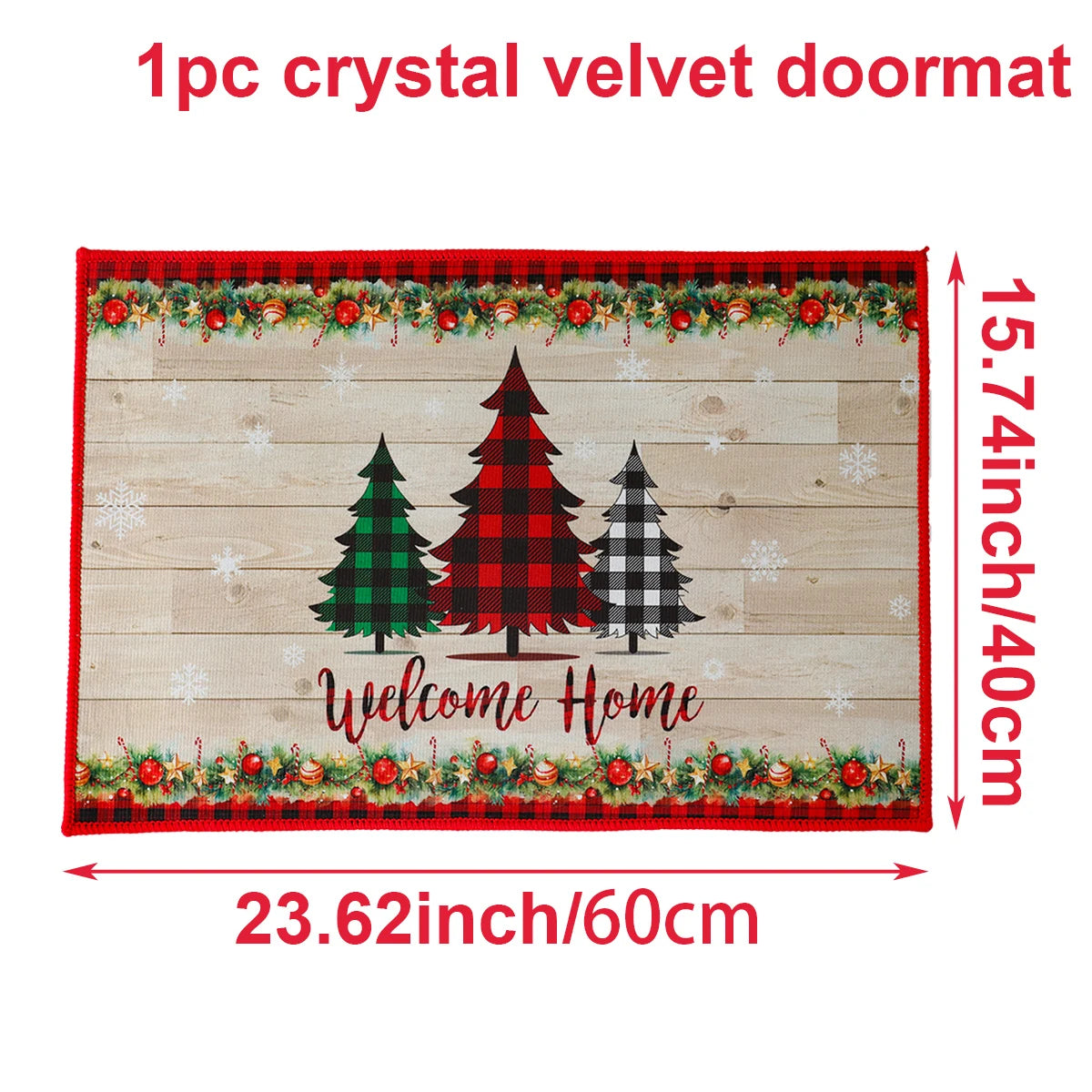 Christmas Door Mat - Santa Claus Outdoor Holiday Carpet | Non Slip Rug, Festive Welcome Mat