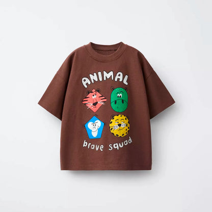 Printed Cartoon T-shirt For Kids Clothing Summer Costume Simple Fashion Baby Girl And Boy Short Sleeve Tees Tops Children Tshirt