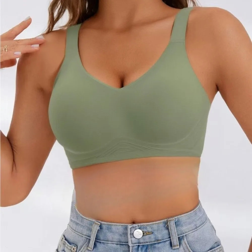 Women's Seamless Underwire Support Bra Gathers Comfortable and Soft Underwire Full Coverage T-shirt