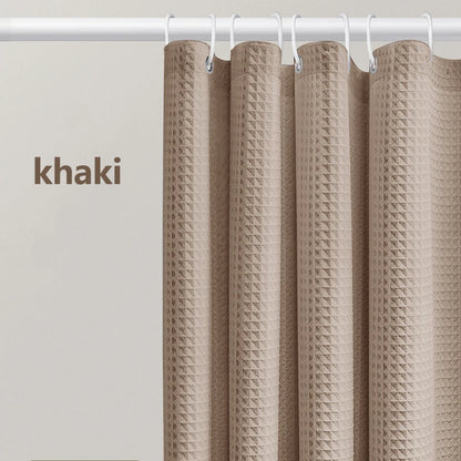 Waterproof Thickened Waffle Shower Curtain - Mildew Resistant Solid Color Bathroom Decor - ZOOMNSTORE