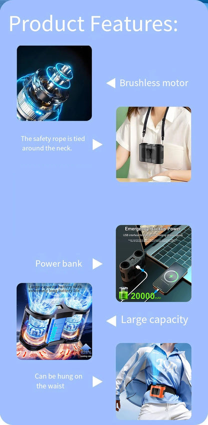 Multifunctional Outdoor Camping Fan Light Rechargeable Ceiling Fan with 3-speed Night Light and Power Bank Portable Fan
