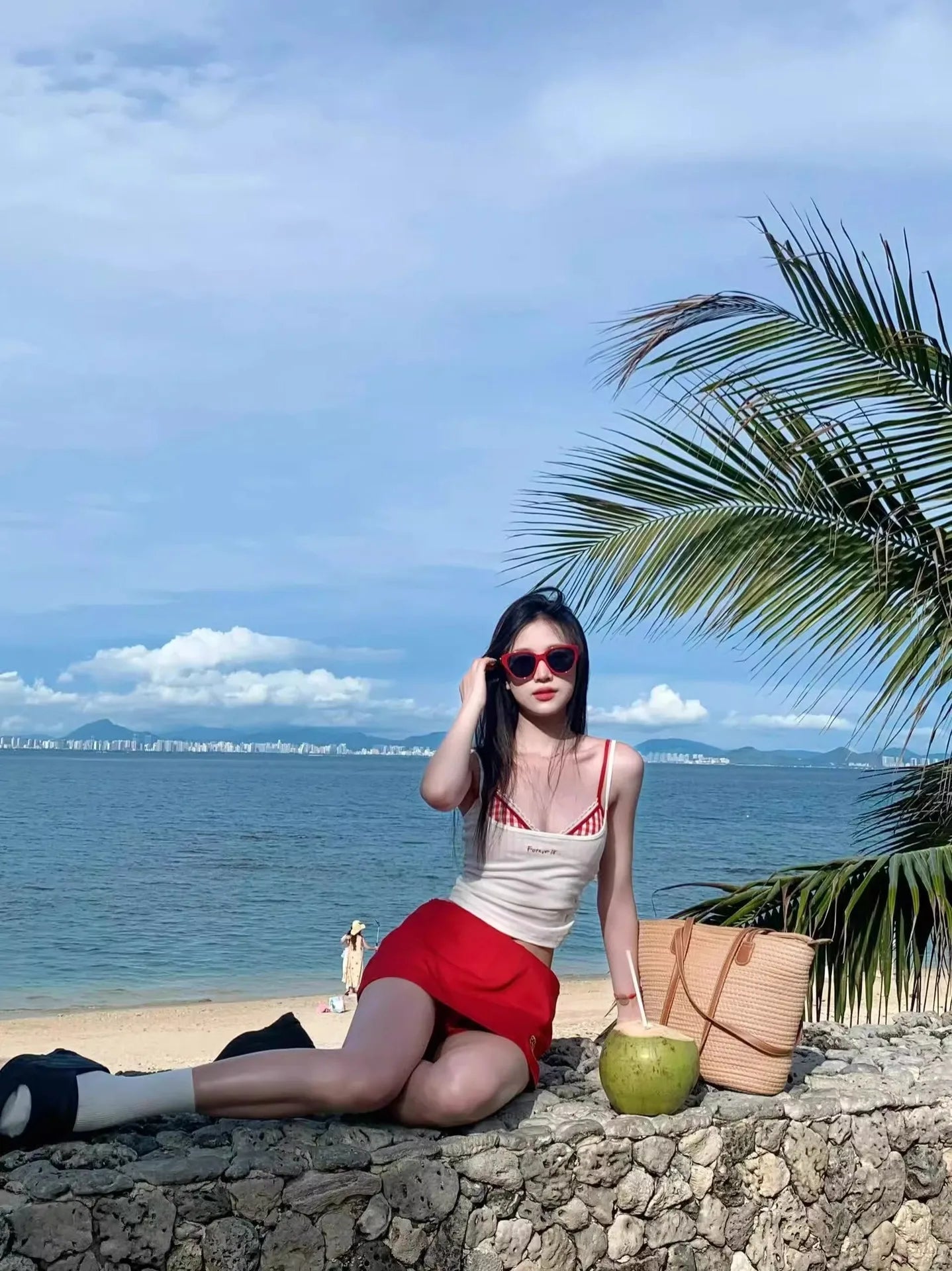 Lightweight and Breathable Bikini Set: Sexy Spaghetti-Strap Dress-Style Beach Vacation Two-Piece Swimsuit 4PCS